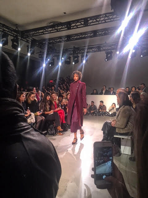 Oxblood cashmere wool coat with cropped trousers